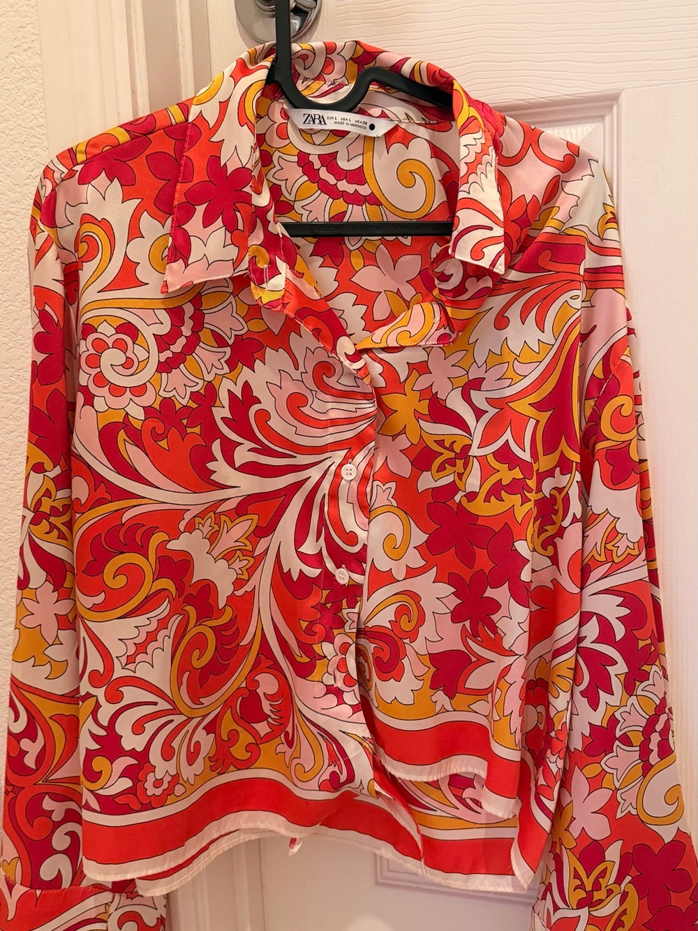 Zara Multicolor Swirl-Print Button Down Shirt
